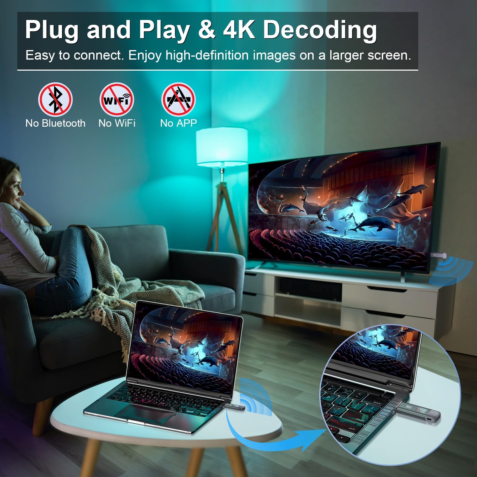 Wireless Hdmi Transmitter And Receiver, Ttq Wireless Hdmi Extender 4K Supported, Metal Housing, Led Display, 100Ft Range, 2.4G&5